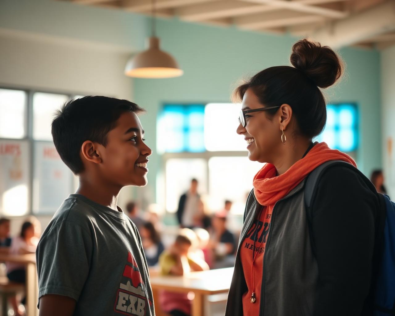 Outreach worker speaking with a young person